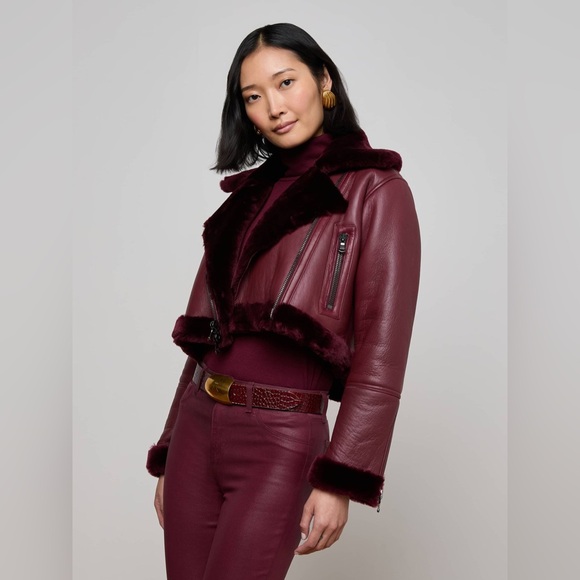 L’agence Pike Shearling Leather Jacket $2650 NEW